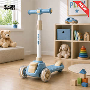 KIDS 3-WHEEL SCOOTER WITH FLASHING WHEELS - BLUE