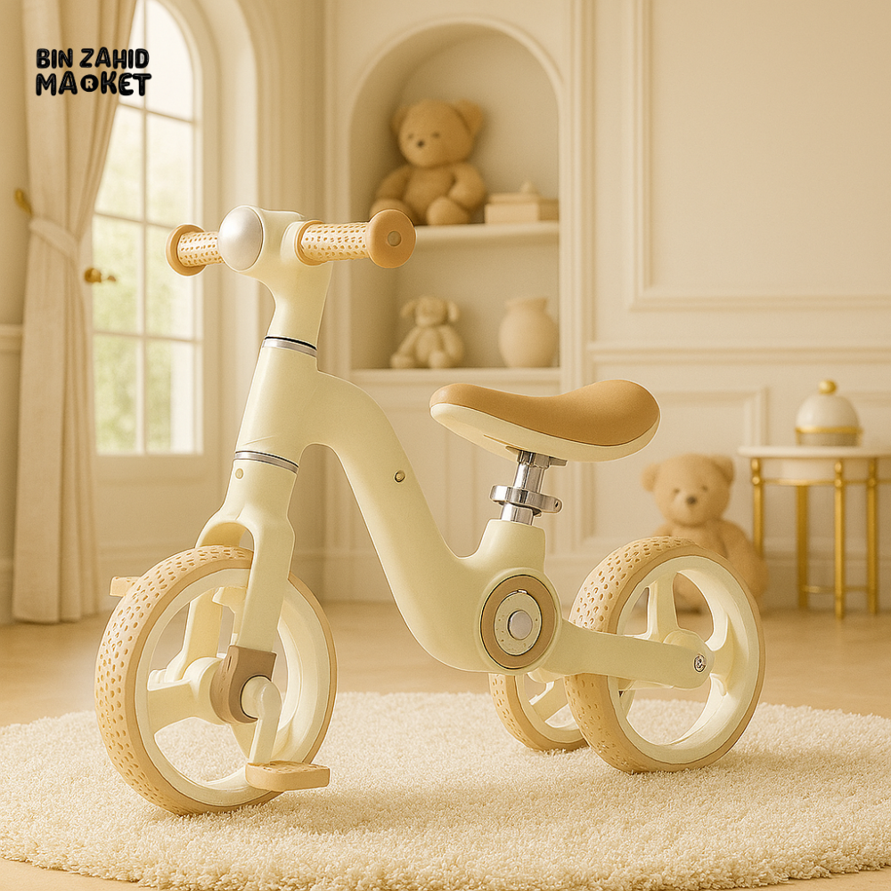 KIDS BALANCE BIKE TODDLER TRAINING CYCLE FOR INDOOR RIDING - CREAM