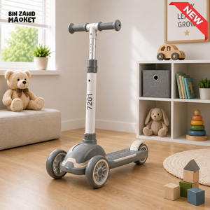 KIDS BALANCE SCOOTER WITH SEAT AND FLASH WHEELS - GREY
