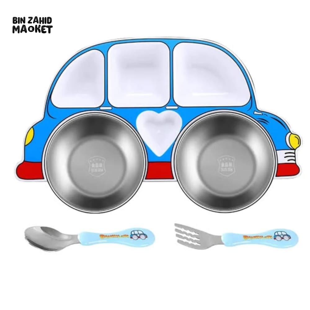 KIDS CAR-SHAPED BENTO LUNCH PLATE WITH COMPARTMENTS FUN & PRACTICAL MEAL TRAY FOR TODDLERS