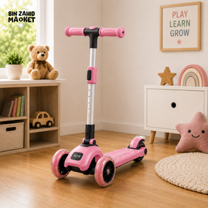 KIDS ELECTRIC STYLE FOLDABLE SCOOTER WITH LED WHEELS - PINK
