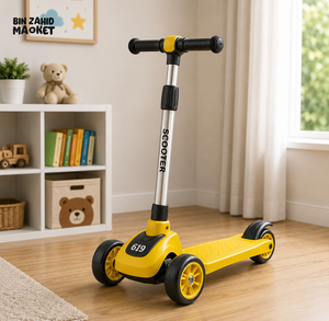 KIDS ELECTRIC STYLE FOLDABLE SCOOTER WITH LED WHEELS - YELLOW