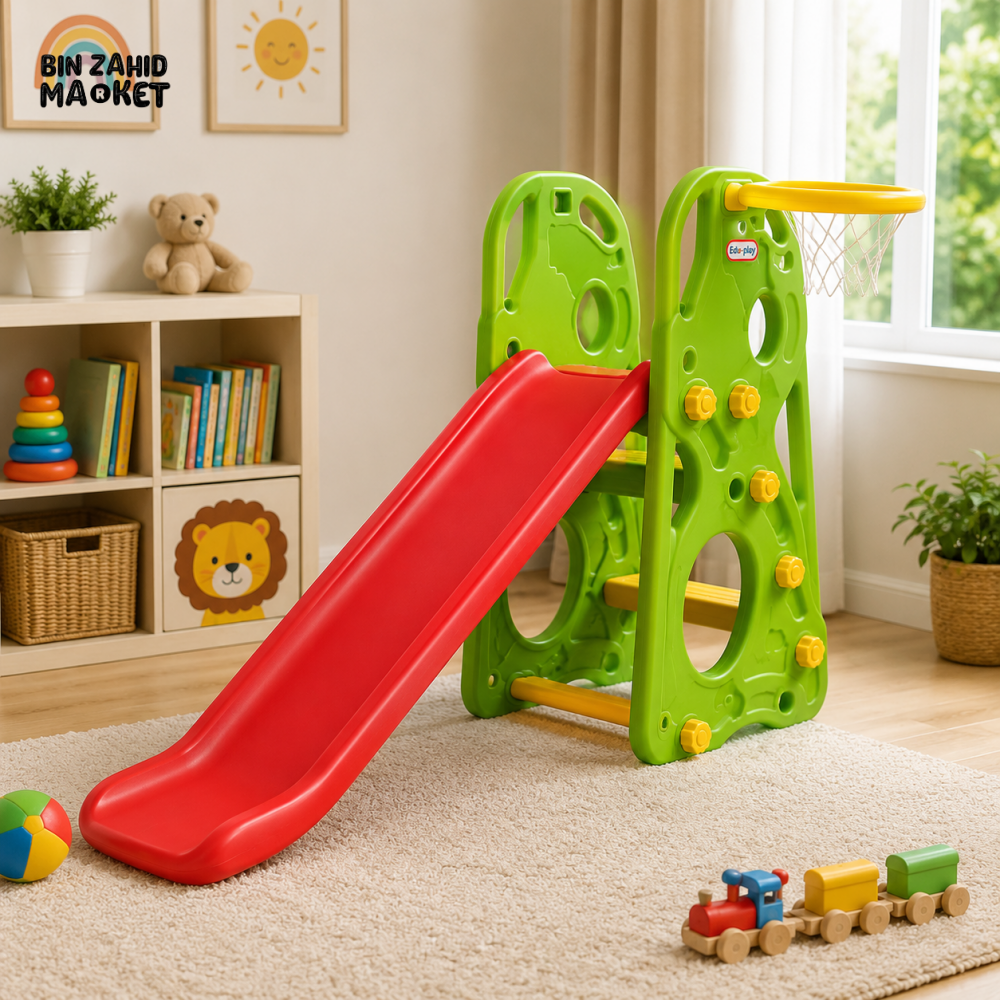KIDS FREESTANDING SLIDE WITH BASKETBALL HOOP