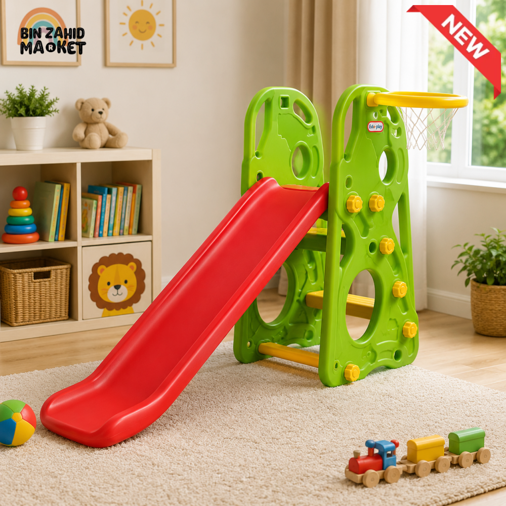 KIDS FREESTANDING SLIDE WITH BASKETBALL HOOP