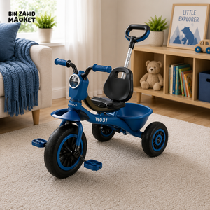 KIDS PEDAL TRICYCLE WITH STORAGE BASKET - BLUE