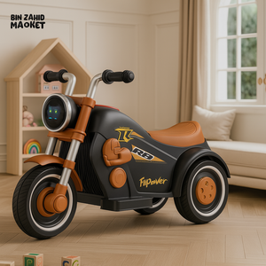 KIDS RIDE-ON ELECTRIC BIKE | RB FLIPOVER MOTORCYCLE TOY FOR TODDLERS - BROWN