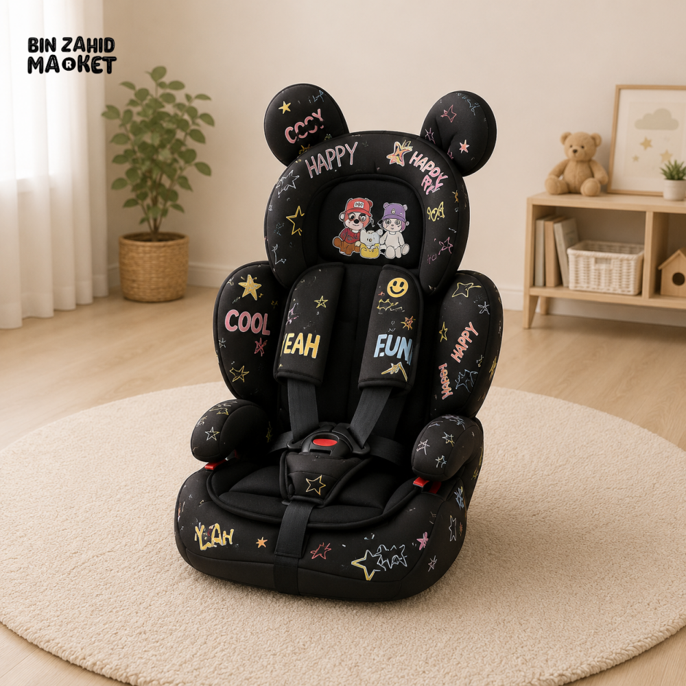 KIDS SAFETY BOOSTER CAR SEAT - BLACK