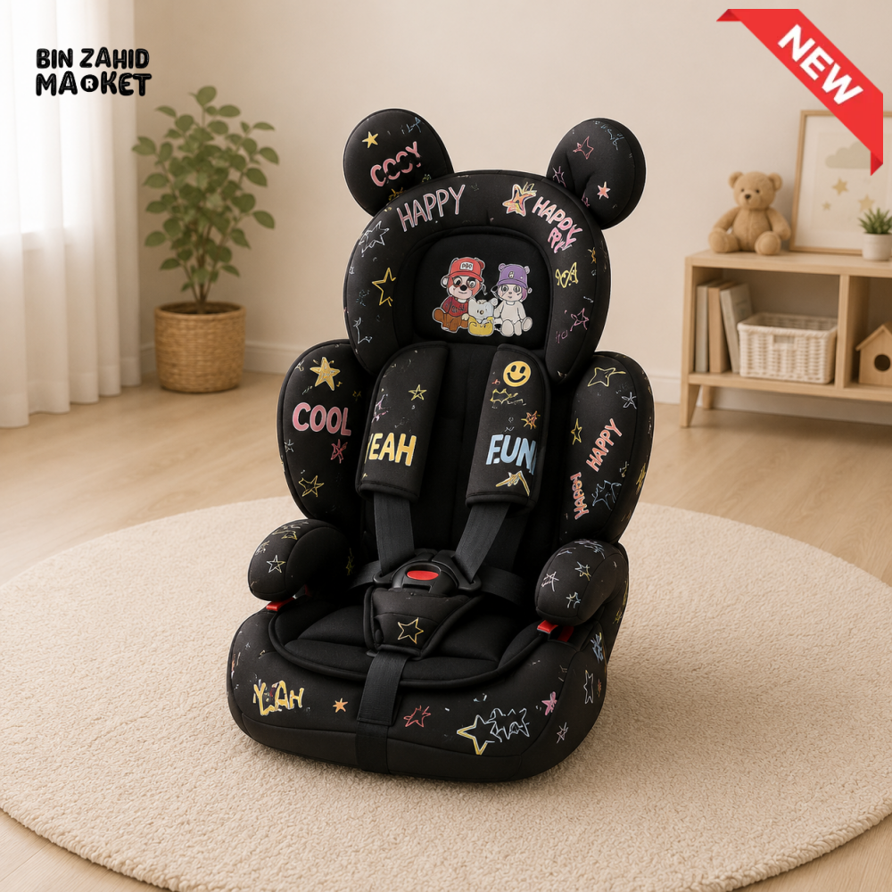 KIDS SAFETY BOOSTER CAR SEAT - BLACK