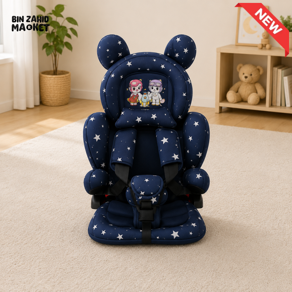 KIDS SAFETY BOOSTER CAR SEAT - NAVY BLUE