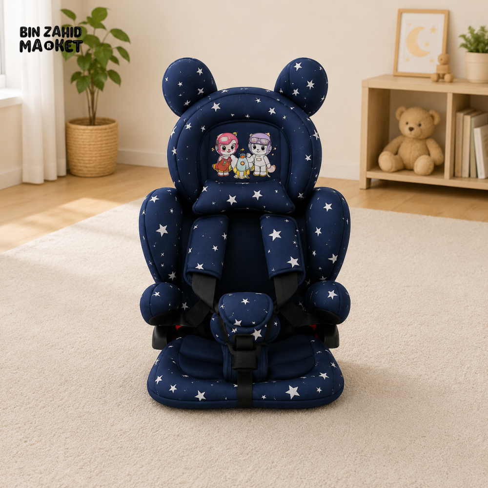 KIDS SAFETY BOOSTER CAR SEAT - NAVY BLUE