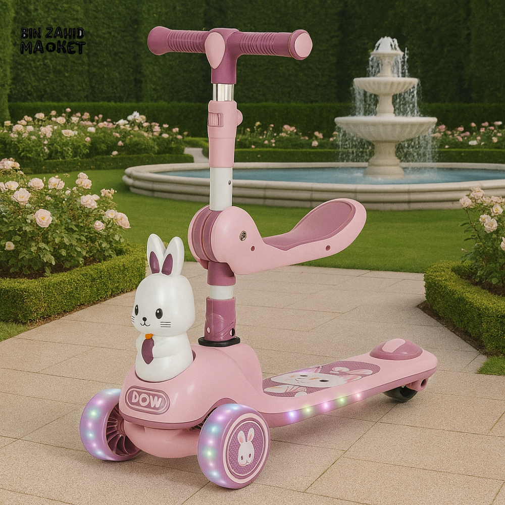 KIDS SCOOTER WITH ROBOT DESIGN OUTDOOR RIDE-ON TOY FOR TODDLERS - PURPLE