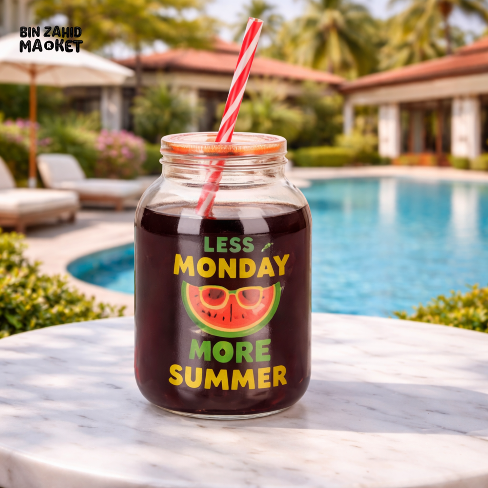 KIDS SUMMER MASON JAR WITH STRAW