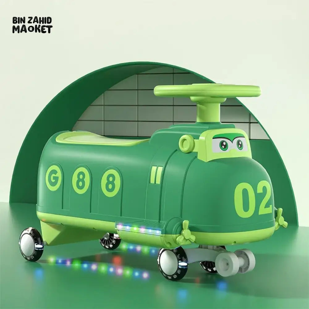KIDS TRAIN RIDE-ON TOY WITH LIGHTS - GREEN