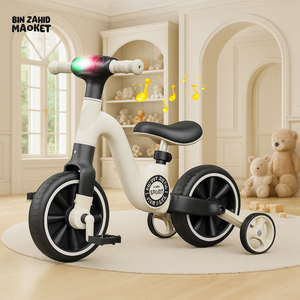 KIDS TRICYCLE WITH MUSIC & LIGHTS INDOOR TODDLER RIDE-ON CYCLE - BLACK