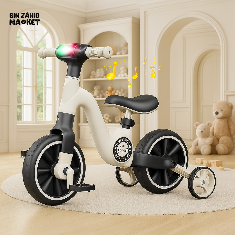 KIDS TRICYCLE WITH MUSIC & LIGHTS INDOOR TODDLER RIDE-ON CYCLE - BLACK
