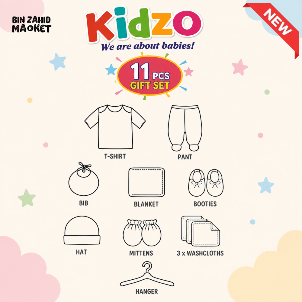 KIDZO 7 PCS NEWBORN BABY GIFT SET – PRINCESS EMBROIDERED DESIGN
