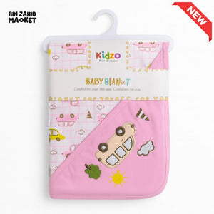 KIDZO BABY WRAPPING SHEET – 100% COTTON SOFT & COMFORTABLE CARTOON CAR DESIGN NEWBORN WRAPPING SHEET PINK