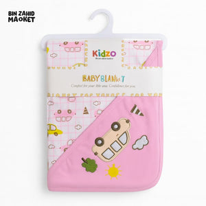 KIDZO BABY WRAPPING SHEET – 100% COTTON SOFT & COMFORTABLE CARTOON CAR DESIGN NEWBORN WRAPPING SHEET PINK