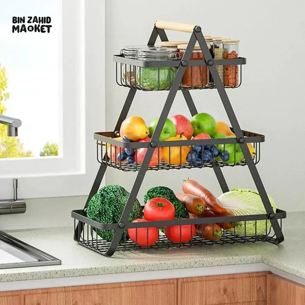KITCHEN 3-TIERS COUNTER TOP FRUITS & VEGETABLES BASKET
