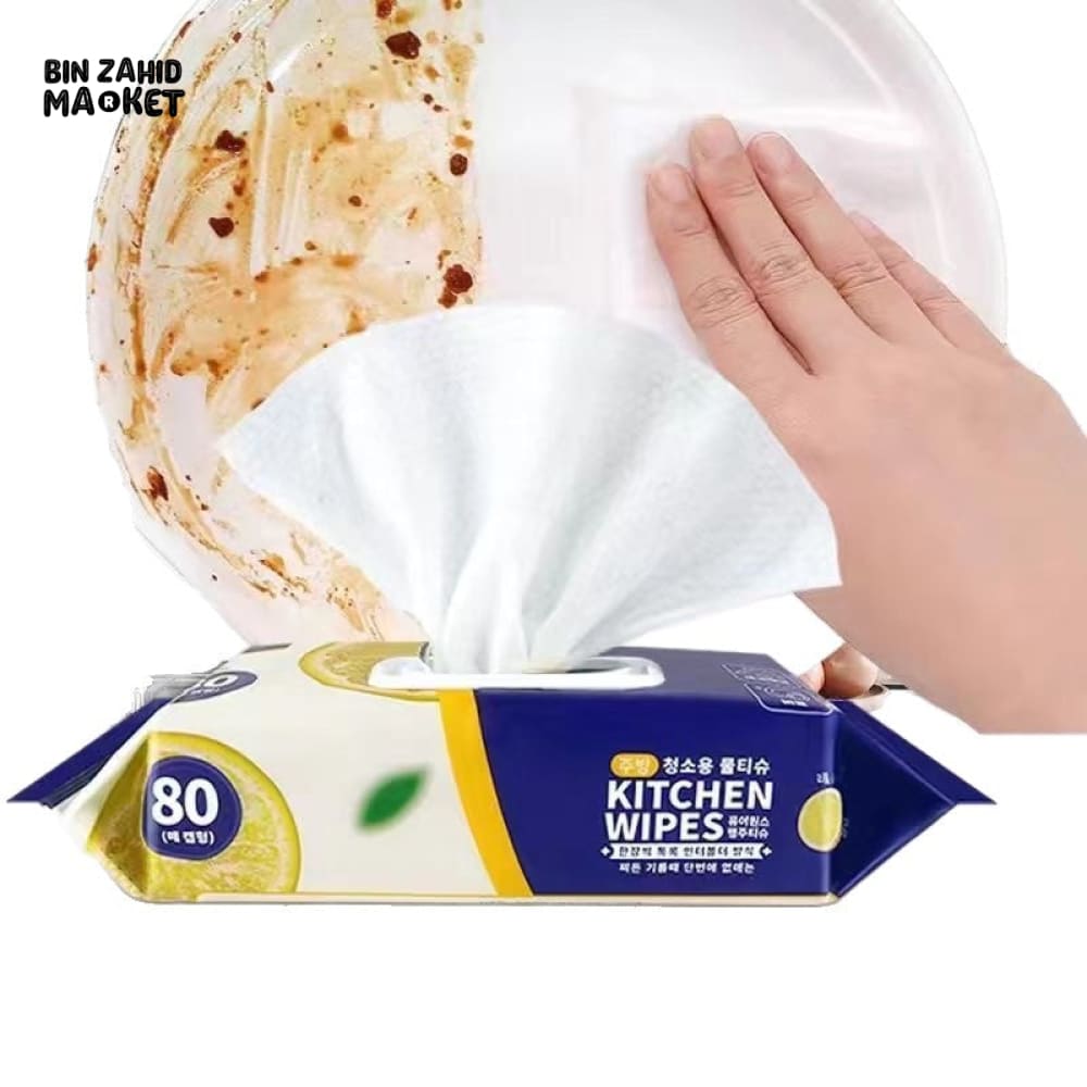 KITCHEN CLEANING WIPES 80 PIECES – UPGRADED OIL REMOVAL WET WIPES THICKENED DISPOSABLE HOUSEHOLD PACK
