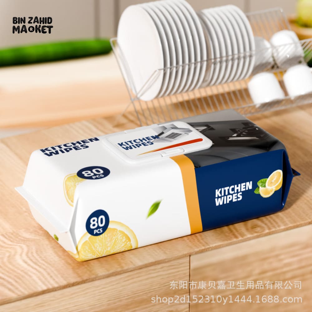 KITCHEN CLEANING WIPES 80 PIECES – UPGRADED OIL REMOVAL WET WIPES THICKENED DISPOSABLE HOUSEHOLD PACK