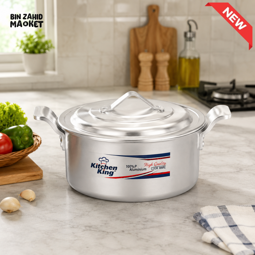 KITCHEN KING ALUMINUM COOKING STOCK POT WITH LID - 23 CM