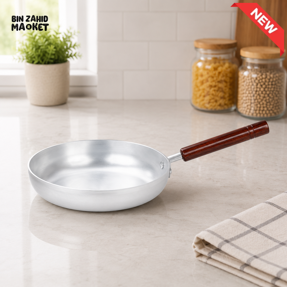 KITCHEN KING ALUMINUM FRY PAN WITH WOODEN HANDLE - 22 CM