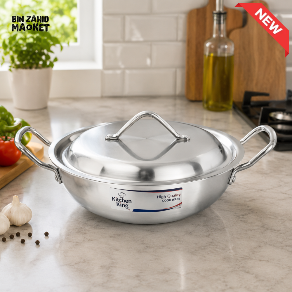 KITCHEN KING ALUMINUM SHALLOW CASSEROLE WITH LID - 33 CM