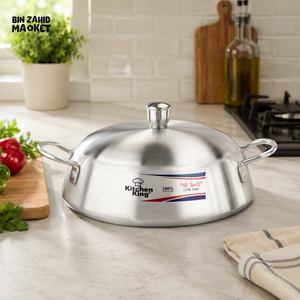 KITCHEN KING ALUMINUM WOK PAN WITH GLASS LID - 18 CM