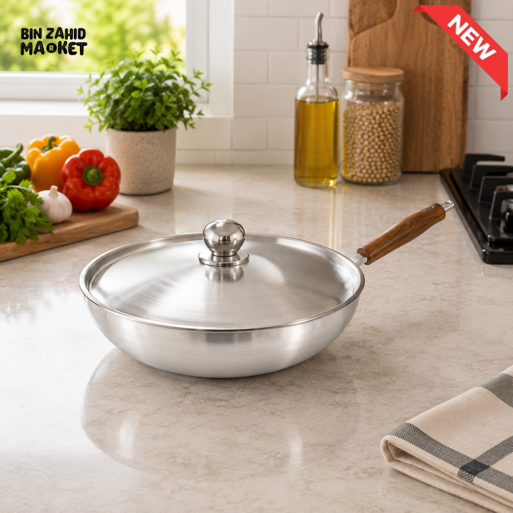 KITCHEN KING ALUMINUM WOK WITH GLASS LID - 30 CM