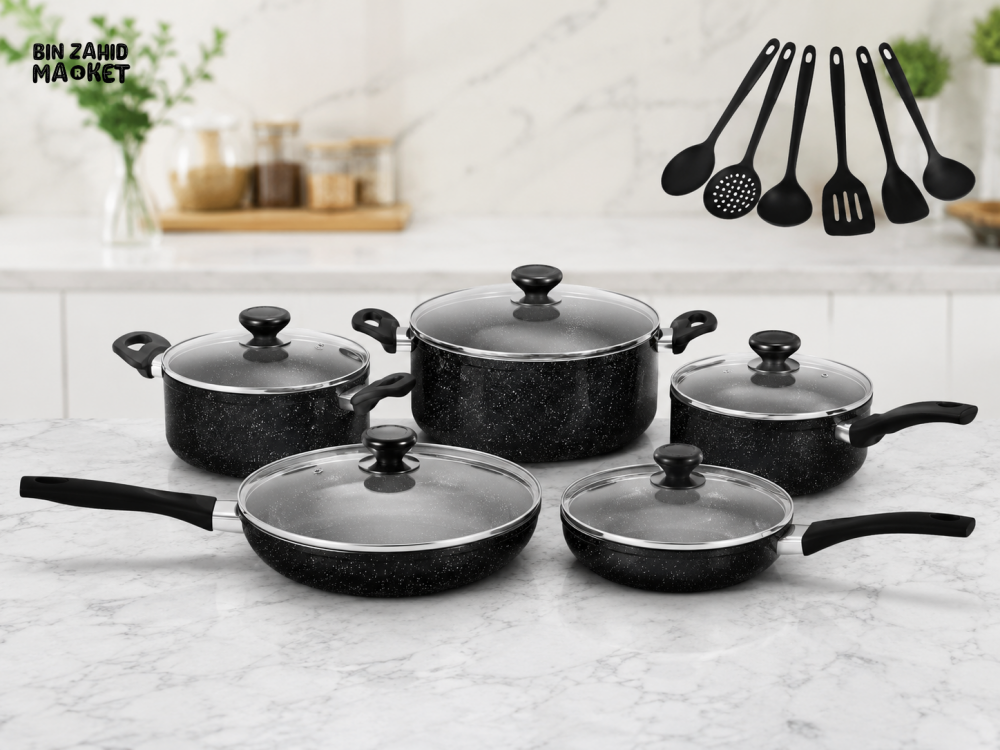 KITCHEN KING BLACK 16-PIECE NON-STICK COOKWARE SET