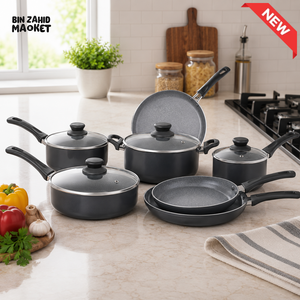BLACK NON-STICK COOKWARE SET - 15 PIECE SET