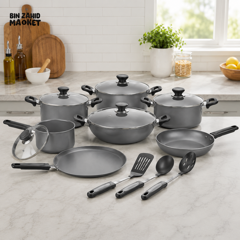 KITCHEN KING LUMINA 15PCS NON-STICK COOK SET – GRAY