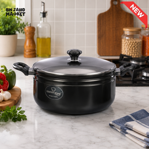KITCHEN KING NON-STICK CASSEROLE POT WITH GLASS LID - 28 CM