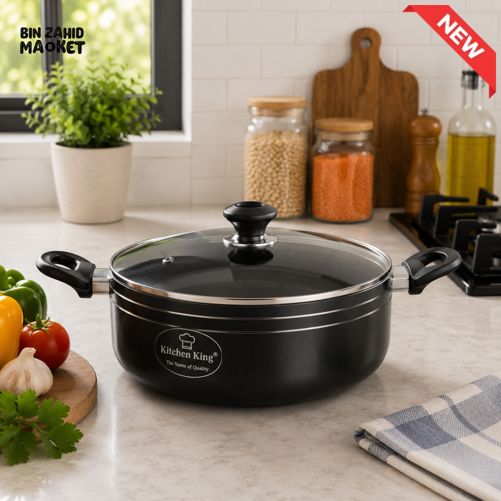 KITCHEN KING NON-STICK CASSEROLE WITH GLASS LID - 26 CM
