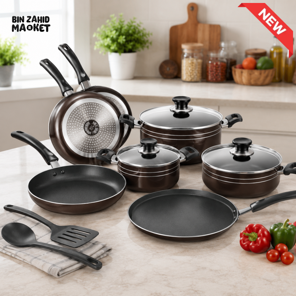 RED NON-STICK COOKWARE SET - 15 PIECE SET