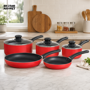 KITCHEN KING RED NON-STICK COOKWARE SET - 8 PIECE SET