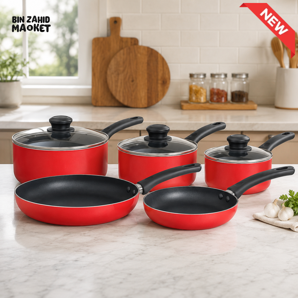 KITCHEN KING RED NON-STICK COOKWARE SET - 8 PIECE SET