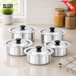 KITCHEN KING STAINLESS STEEL 5-PIECE CASSEROLE SET - 7 x 12
