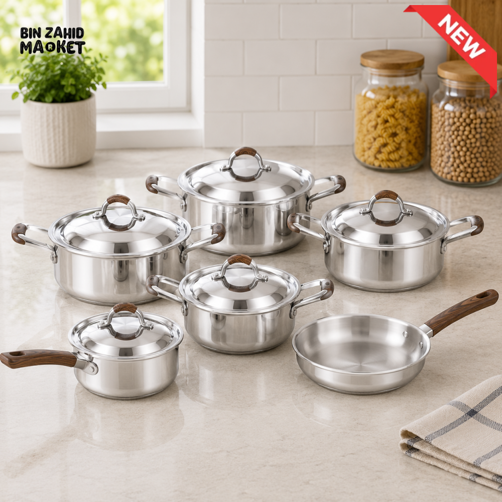 KITCHEN KING STAINLESS STEEL COOKWARE SET - 12 PIECE SET
