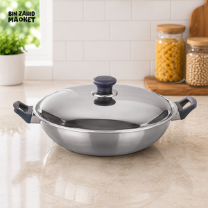 KITCHEN KING STAINLESS STEEL KARAHI WITH LID - 28 CM