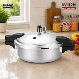 KITCHEN KING WIDE ALUMINUM PRESSURE COOKER - 9 LITER