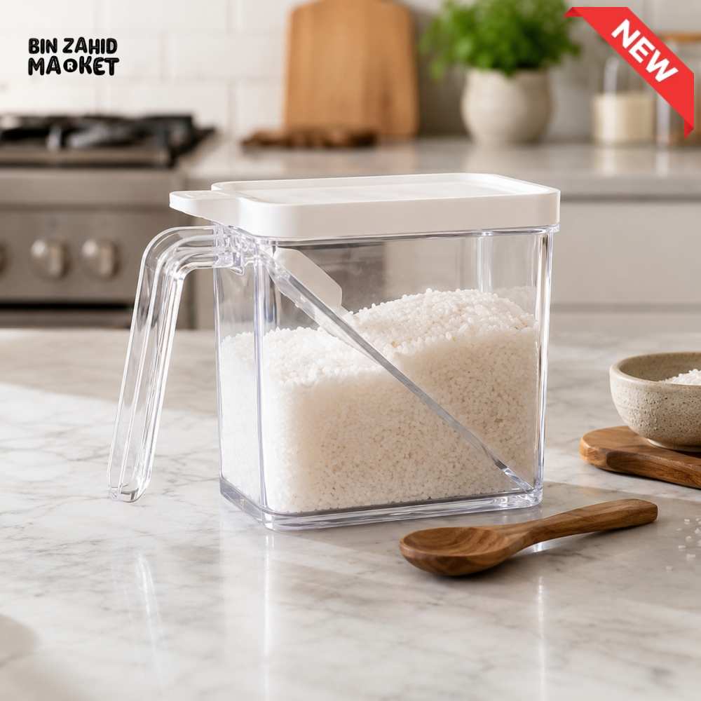KITCHEN RICE STORAGE CONTAINER WITH MEASURING CUP