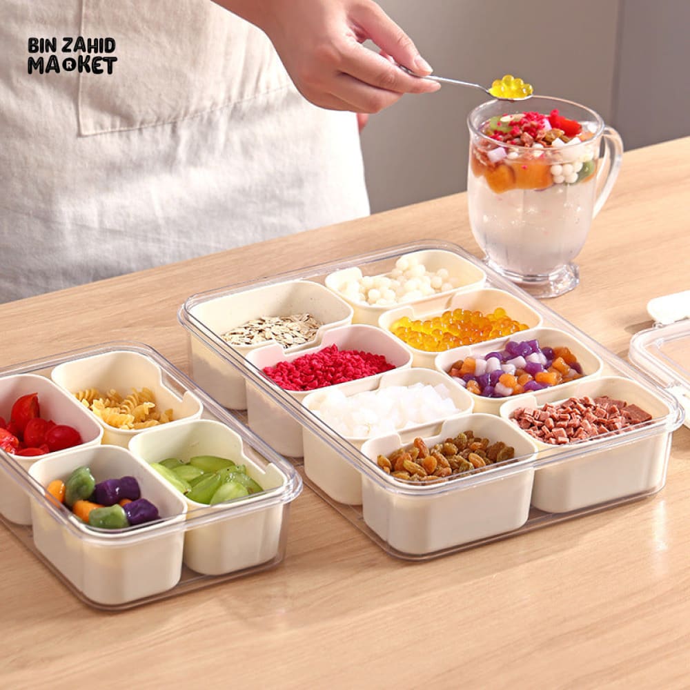 KITCHEN SEASONING STORAGE BOX 8-GRID SPICE BOX SEALED MOISTURE-PROOF SALT TANK