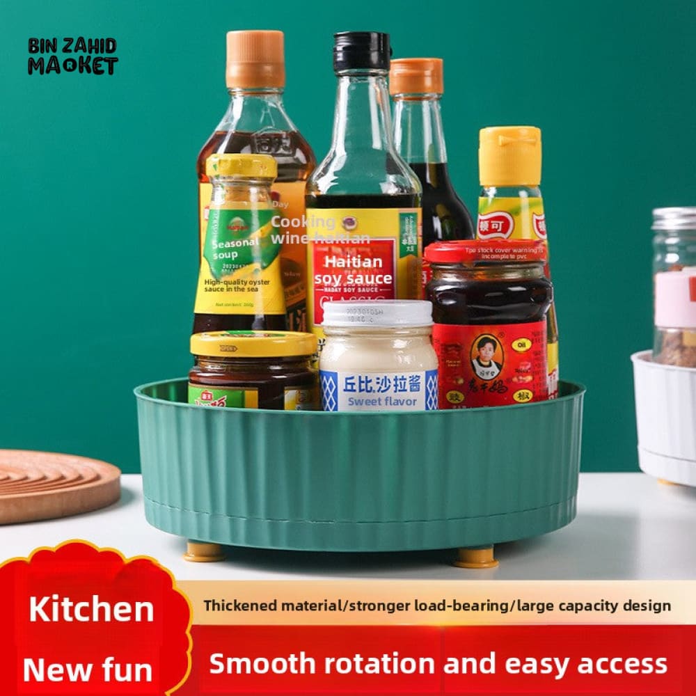 KITCHEN SEASONING STORAGE RACK – MULTIFUNCTIONAL ROTATING ORGANIZER LARGE CAPACITY SOY SAUCE & SPICE STORAGE FOR HOME