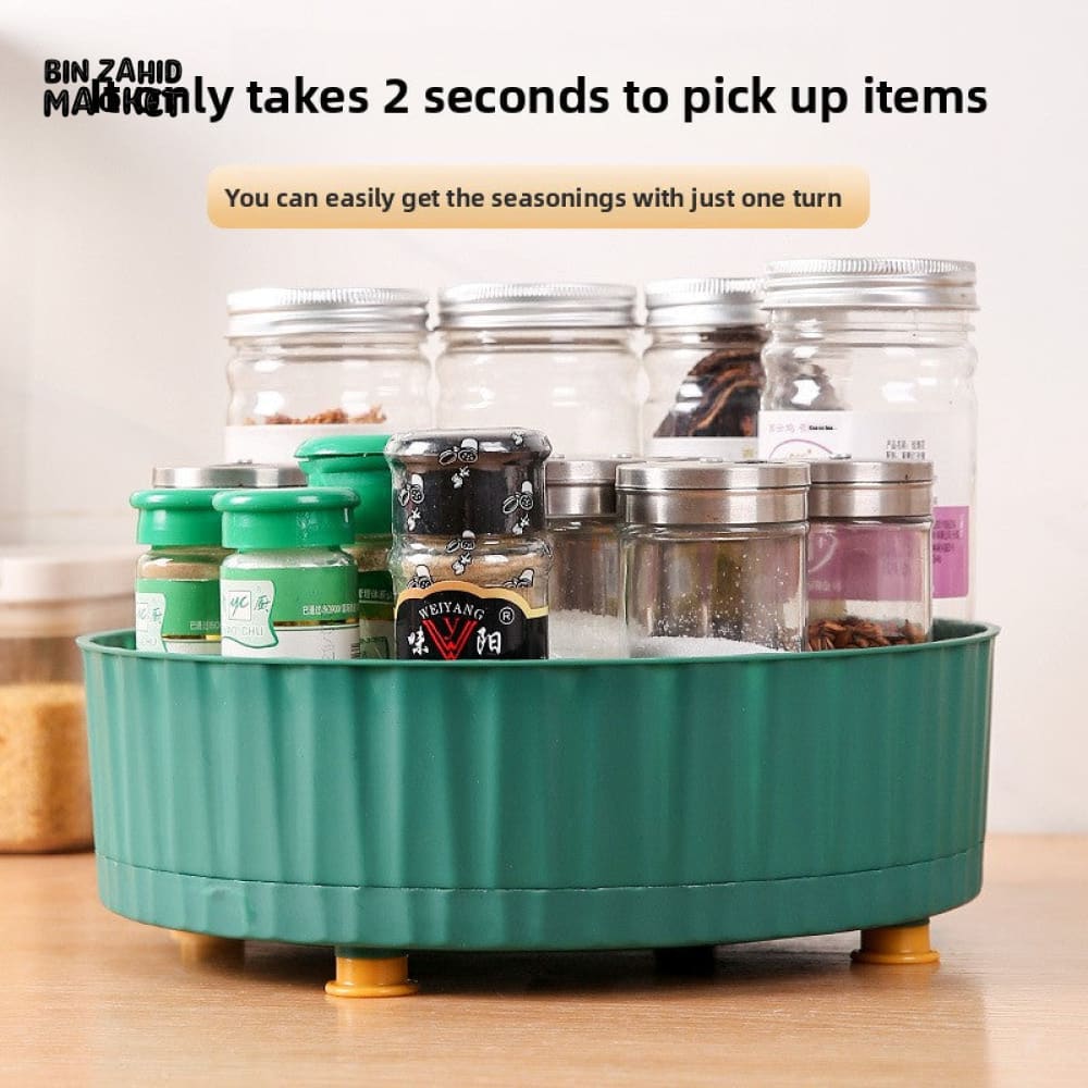 KITCHEN SEASONING STORAGE RACK – MULTIFUNCTIONAL ROTATING ORGANIZER LARGE CAPACITY SOY SAUCE & SPICE STORAGE FOR HOME