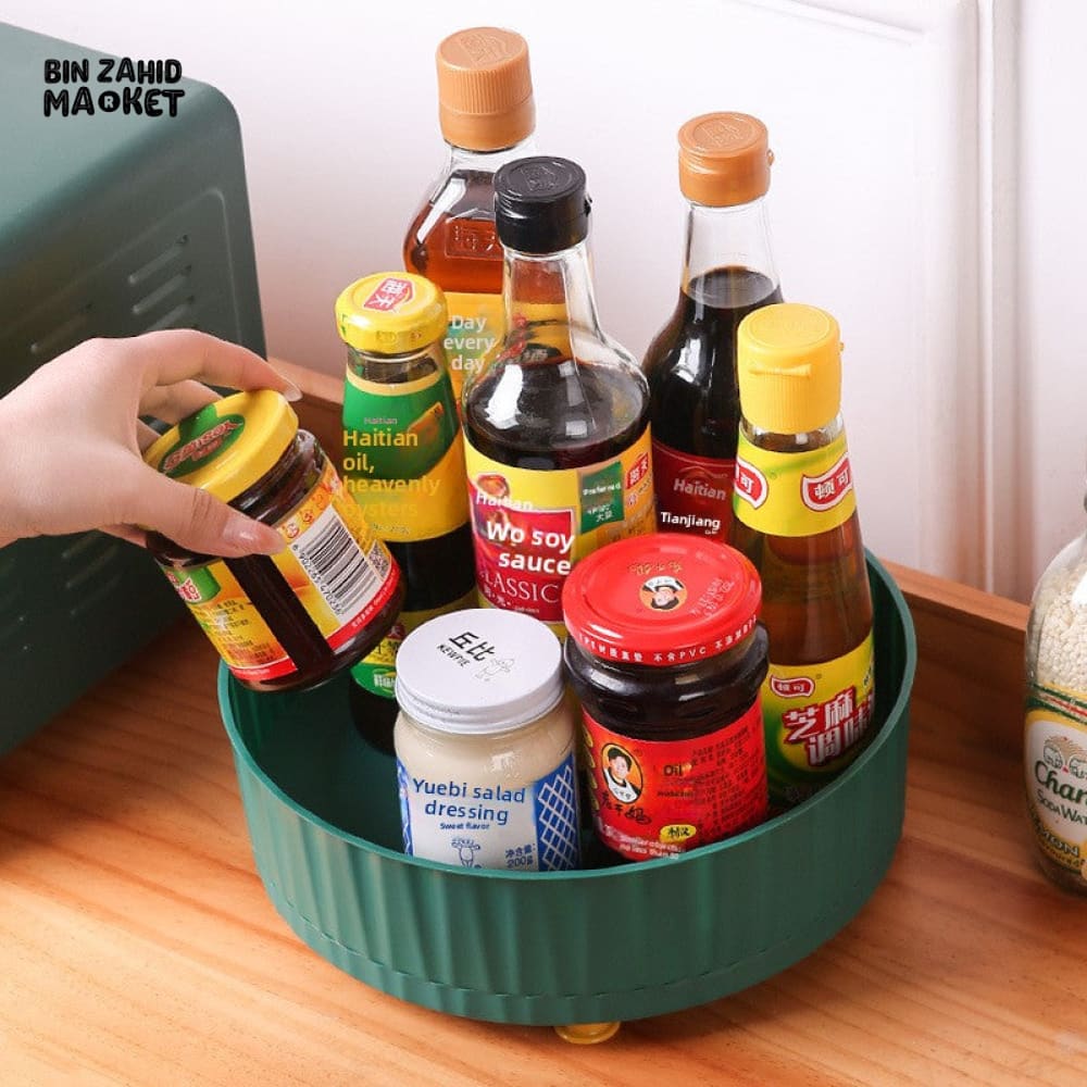 KITCHEN SEASONING STORAGE RACK – MULTIFUNCTIONAL ROTATING ORGANIZER LARGE CAPACITY SOY SAUCE & SPICE STORAGE FOR HOME