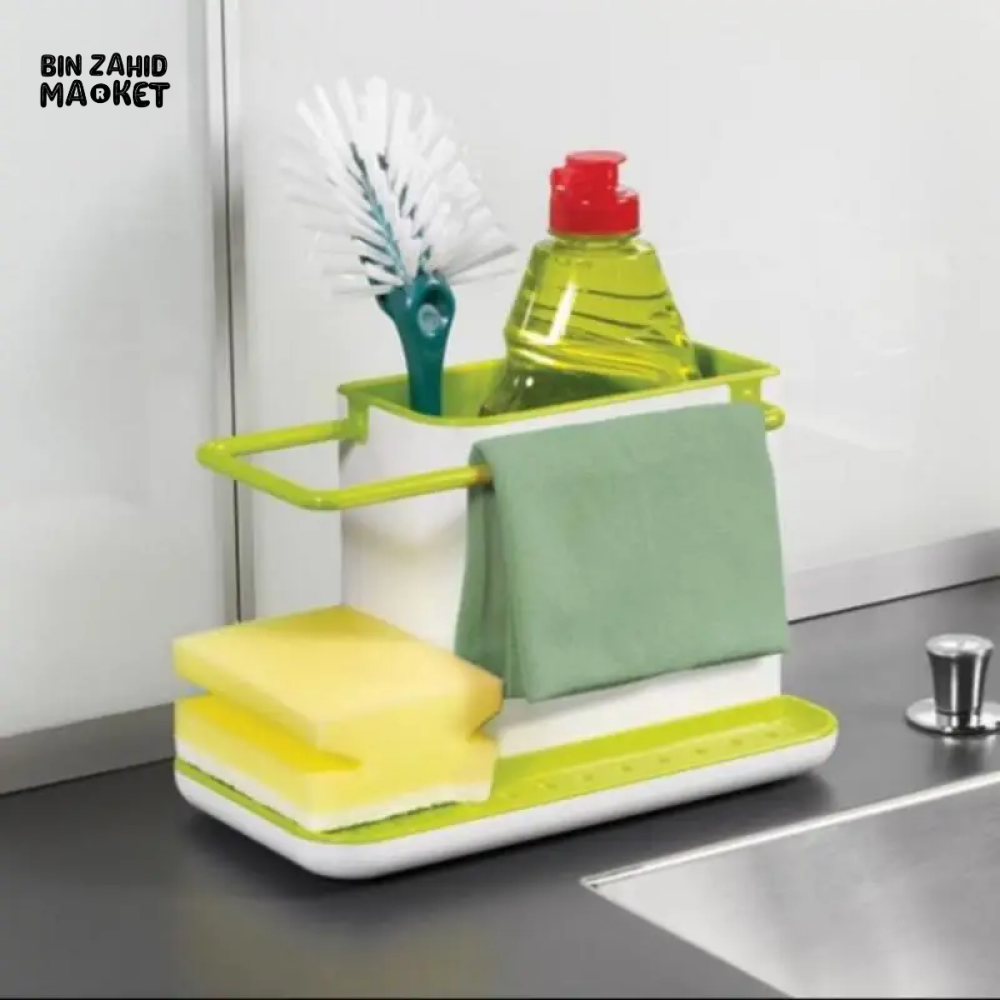 KITCHEN STORAGE DRAIN RACK SINK HOLDER SOAP & SPONGE ORGANIZER