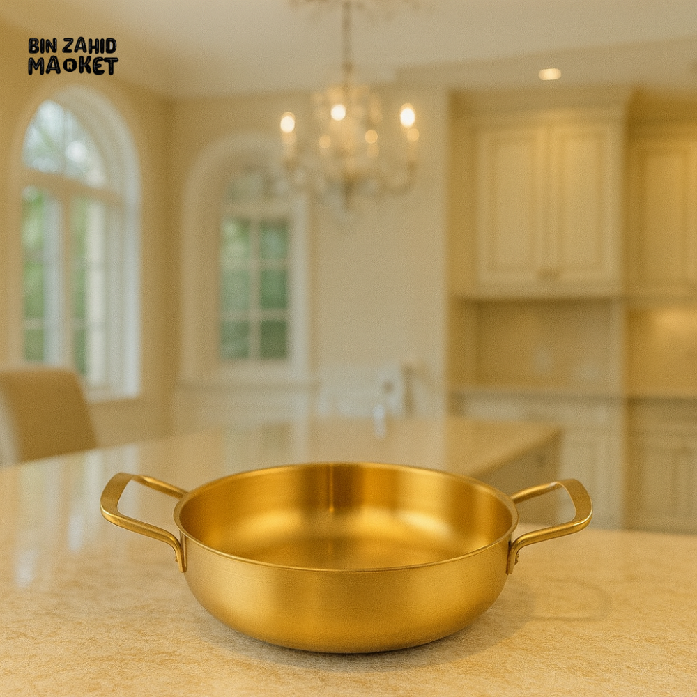 KOREAN SOUP POT – PREMIUM GOLDEN STAINLESS STEEL HOTPOT FOR COOKING & SERVING - 22CM GST1012