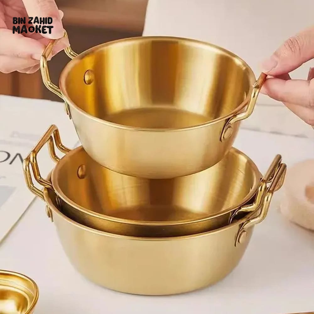 KOREAN STYLE LAMIAN NOODLES PAN WITH HANDLE – STAINLESS STEEL KITCHEN PAN FOR SNACKS KIMCHI & FOOD BOWL 17CM